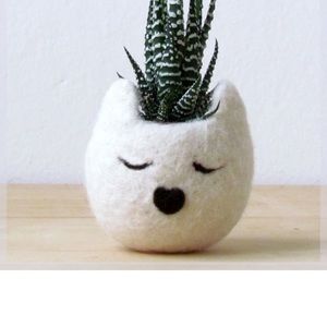 Set of 3 Felt Cat Planter succulent covers